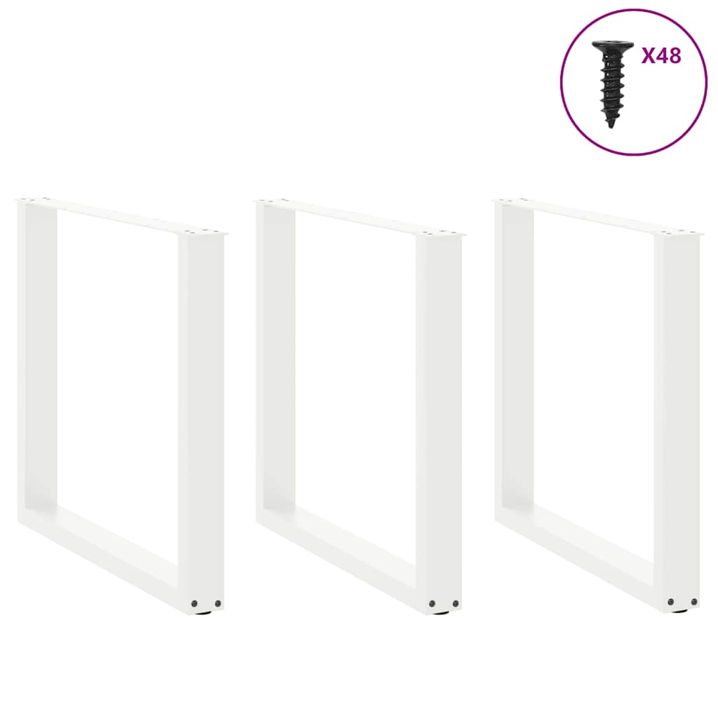 Spisebordben U-formet 3 stk hvit 90 x (72-73) cm stål