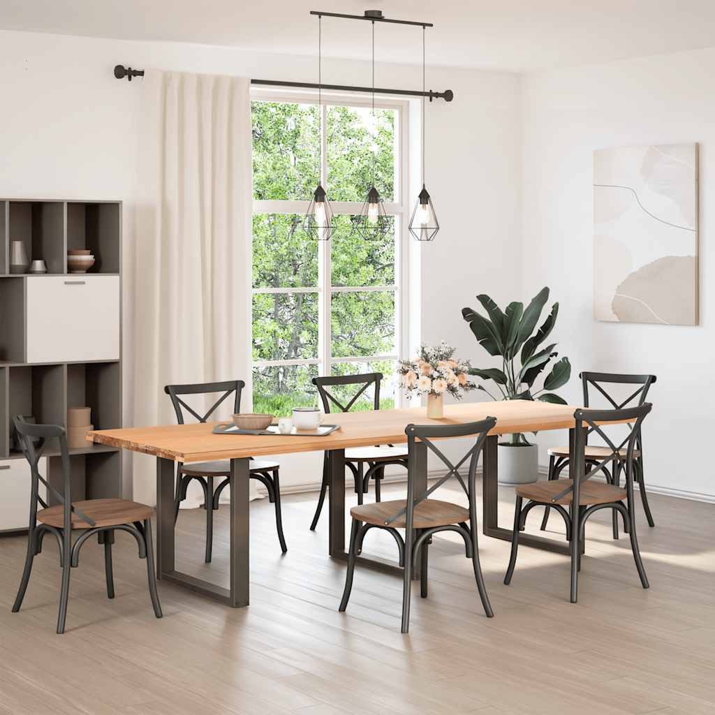 Spisebordben U-formet 3 stk naturstål 90 x (72-73) cm stål