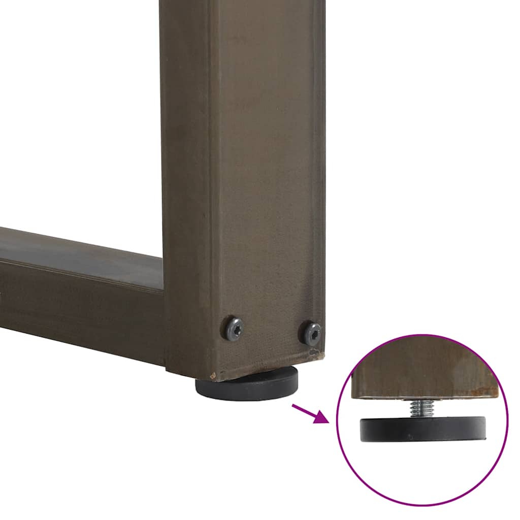 Spisebordben U-formet 3 stk naturstål 90 x (72-73) cm stål