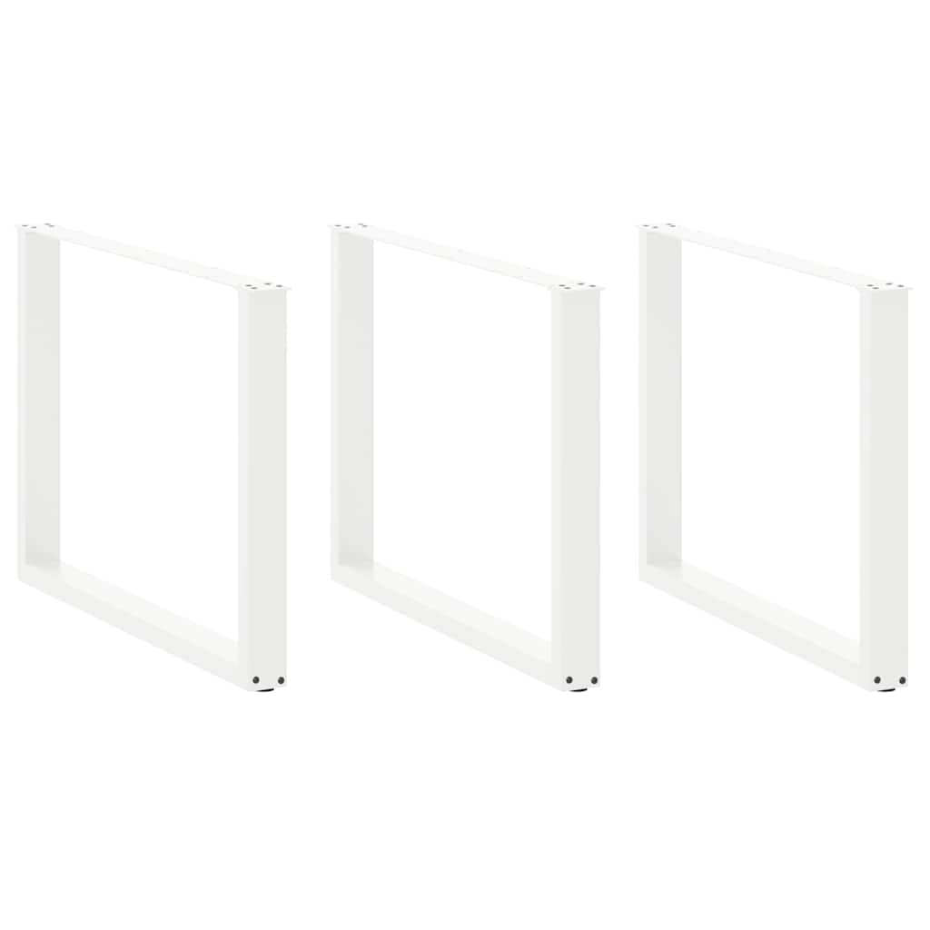 Spisebordben U-formet 3 Stk hvit 100x(72-73) cm stål