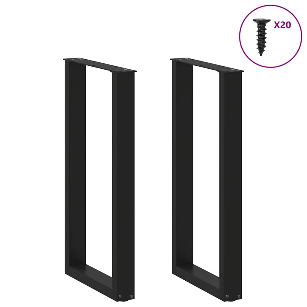 Barbordben U-formet 2 stk svart 40x(90-91) cm stål