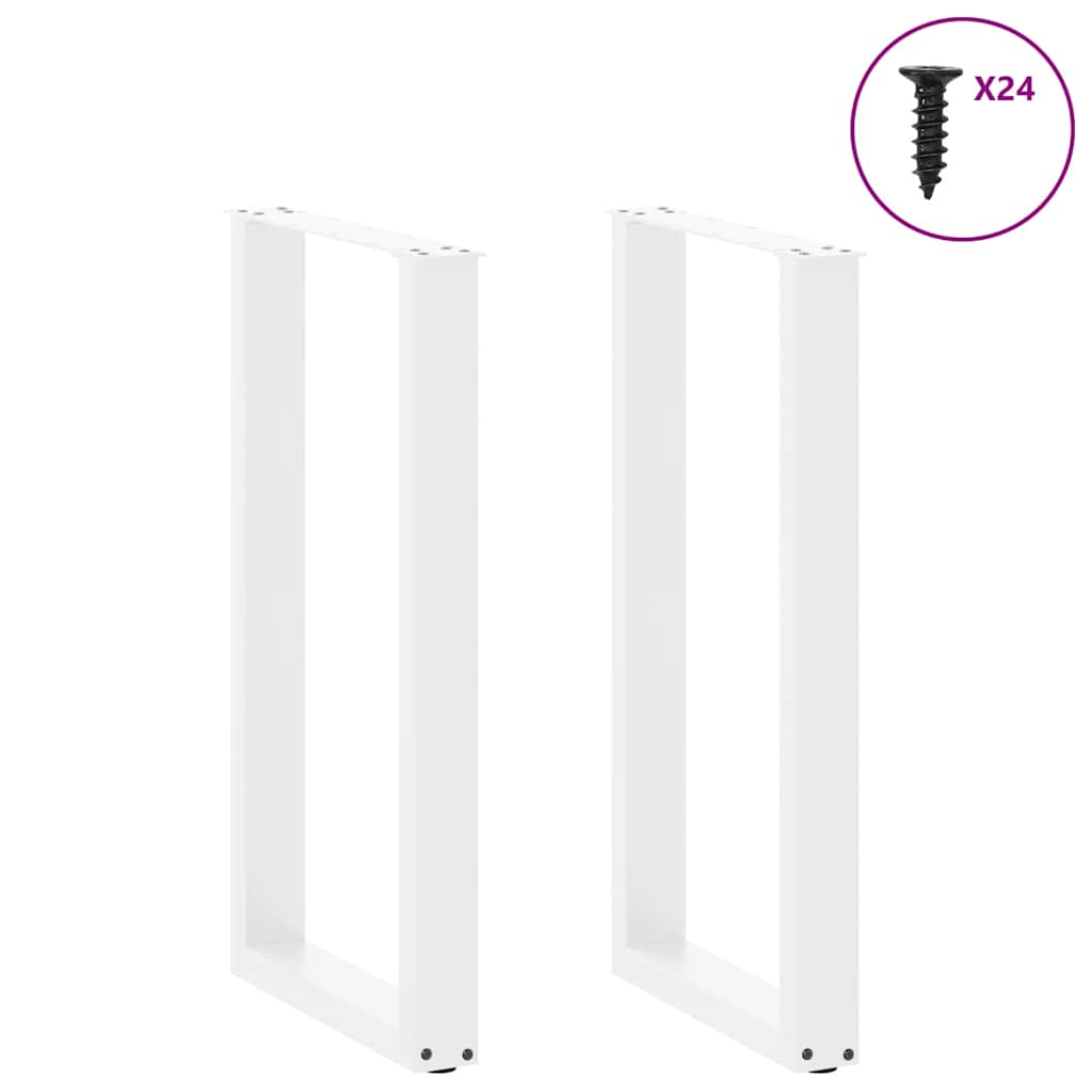 Barbordben U-formet 2 stk hvit 50x(90-91) cm stål