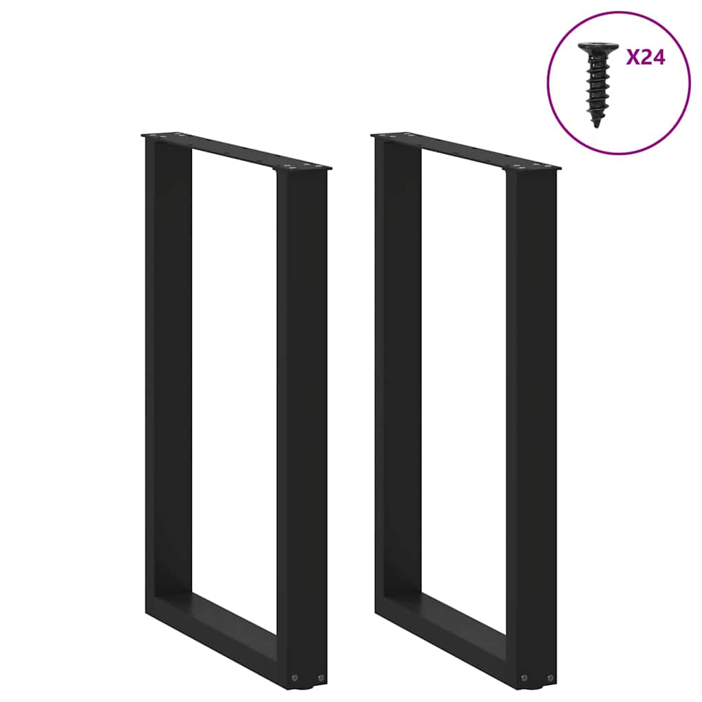 Barbordben U-formet 2 stk svart 60x(90-91) cm stål