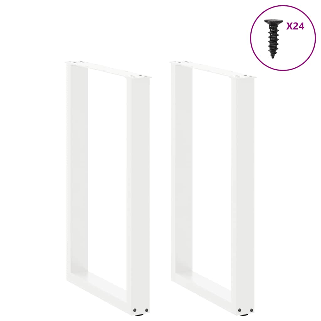 Barbordben U-formet 2 stk hvit 60x(90-91) cm stål