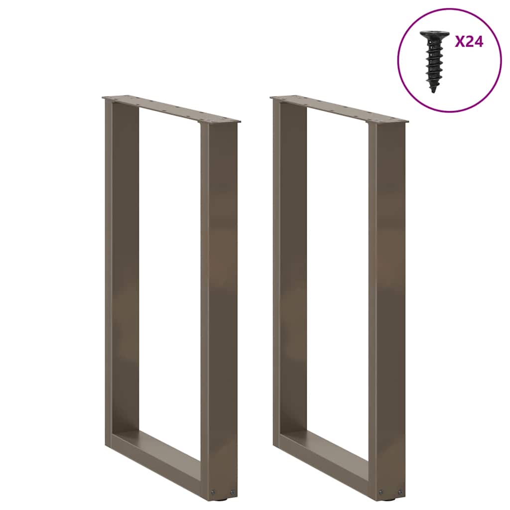 Barbordben U-formet 2 stk naturstål 60x(90-91) cm stål