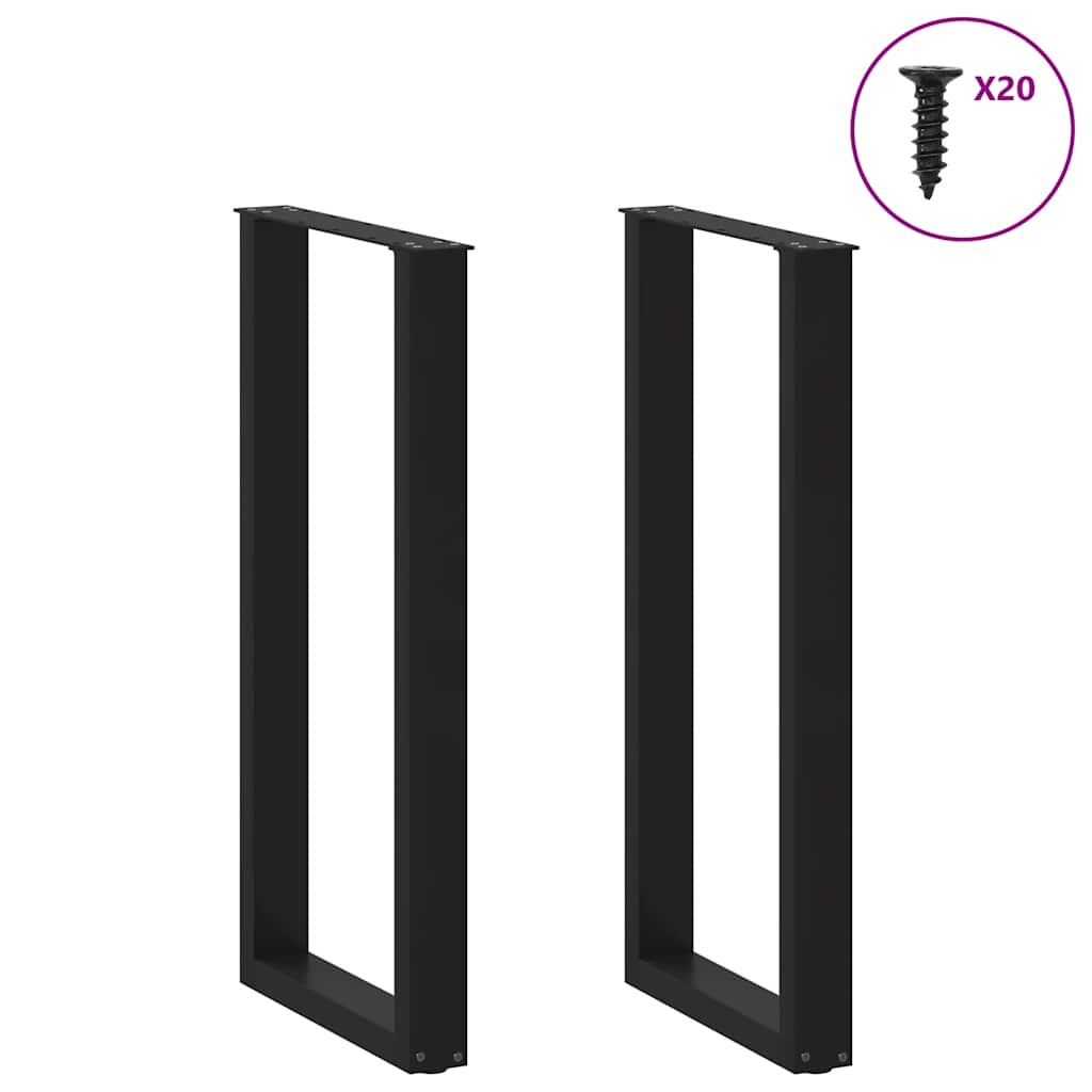 Barbordben U-formet 2 stk svart 40x(100-101) cm stål
