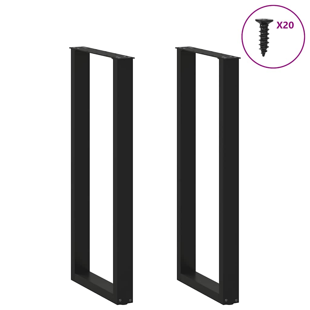 Barbordben U-formet 2 stk svart 40x(110-111) cm stål
