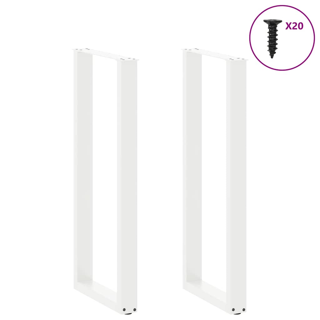 Barbordben U-formet 2 stk hvit 40x(110-111) cm stål