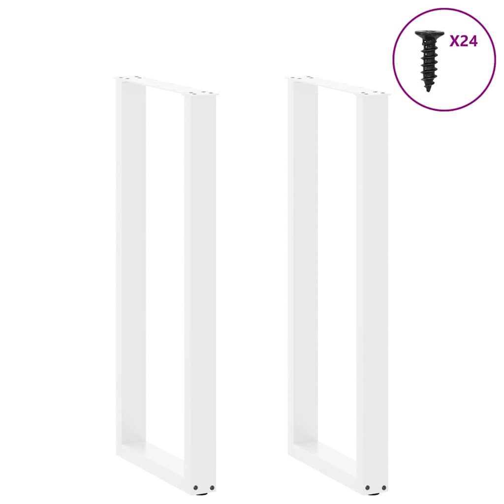 Barbordben U-formet 2 stk hvit 50x(110-111) cm stål
