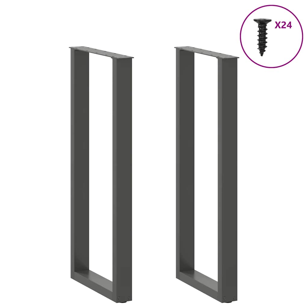 Barbordben U-formet 2 stk antrasitt 50x(110-111) cm stål