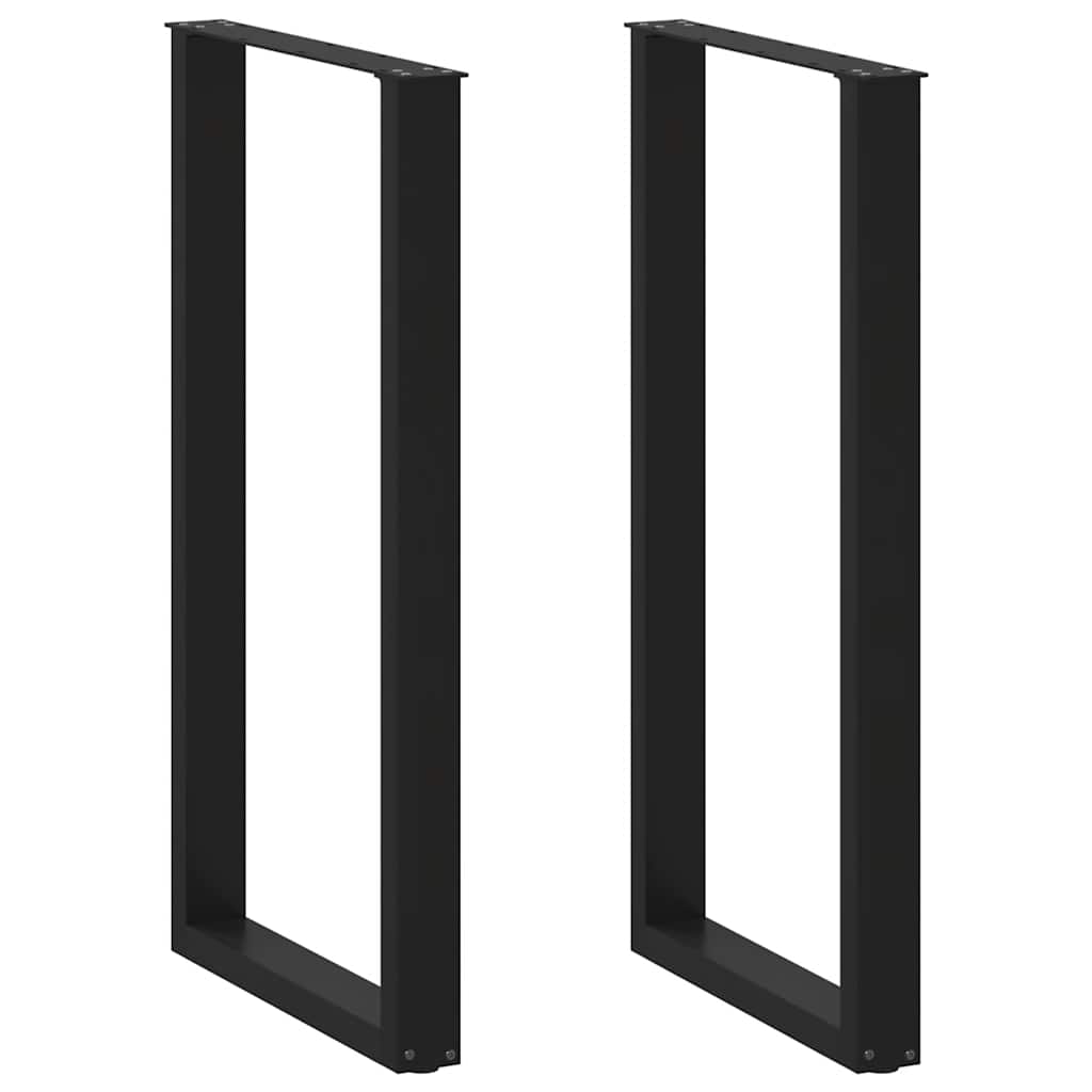 Barbordben U-formet 2 stk svart 60 x (110-111) cm stål