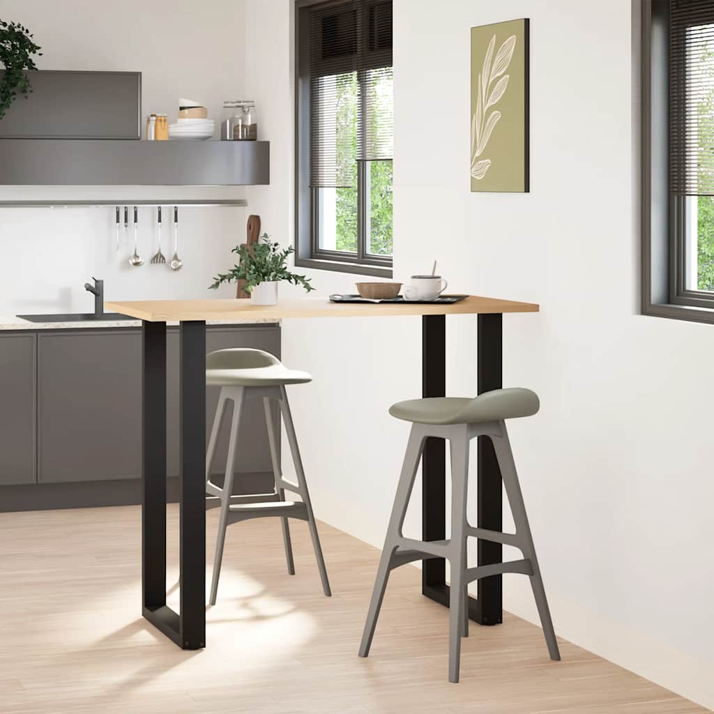 Barbordben U-formet 2 stk svart 60 x (110-111) cm stål