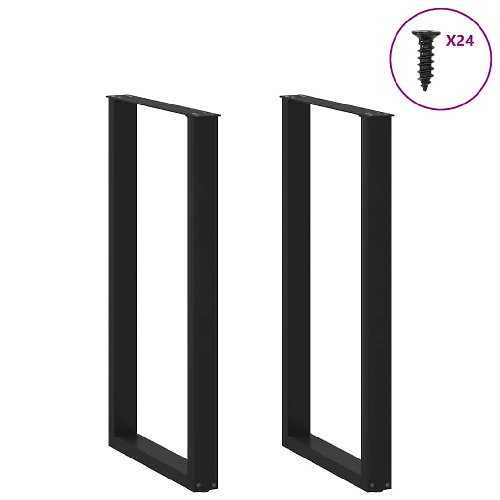 Barbordben U-formet 2 stk svart 60 x (110-111) cm stål
