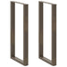Barbordben U-formet 2 stk naturstål 60 x (110-111) cm stål
