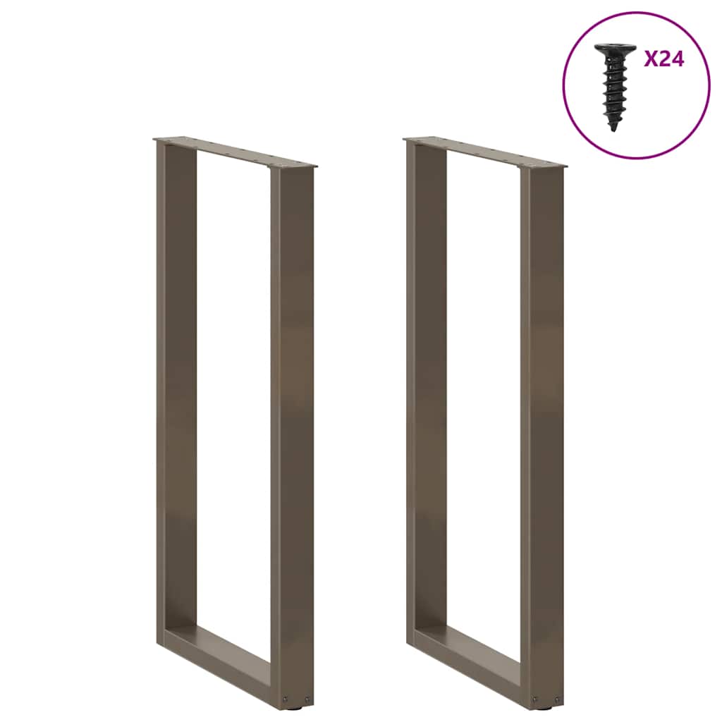 Barbordben U-formet 2 stk naturstål 60 x (110-111) cm stål