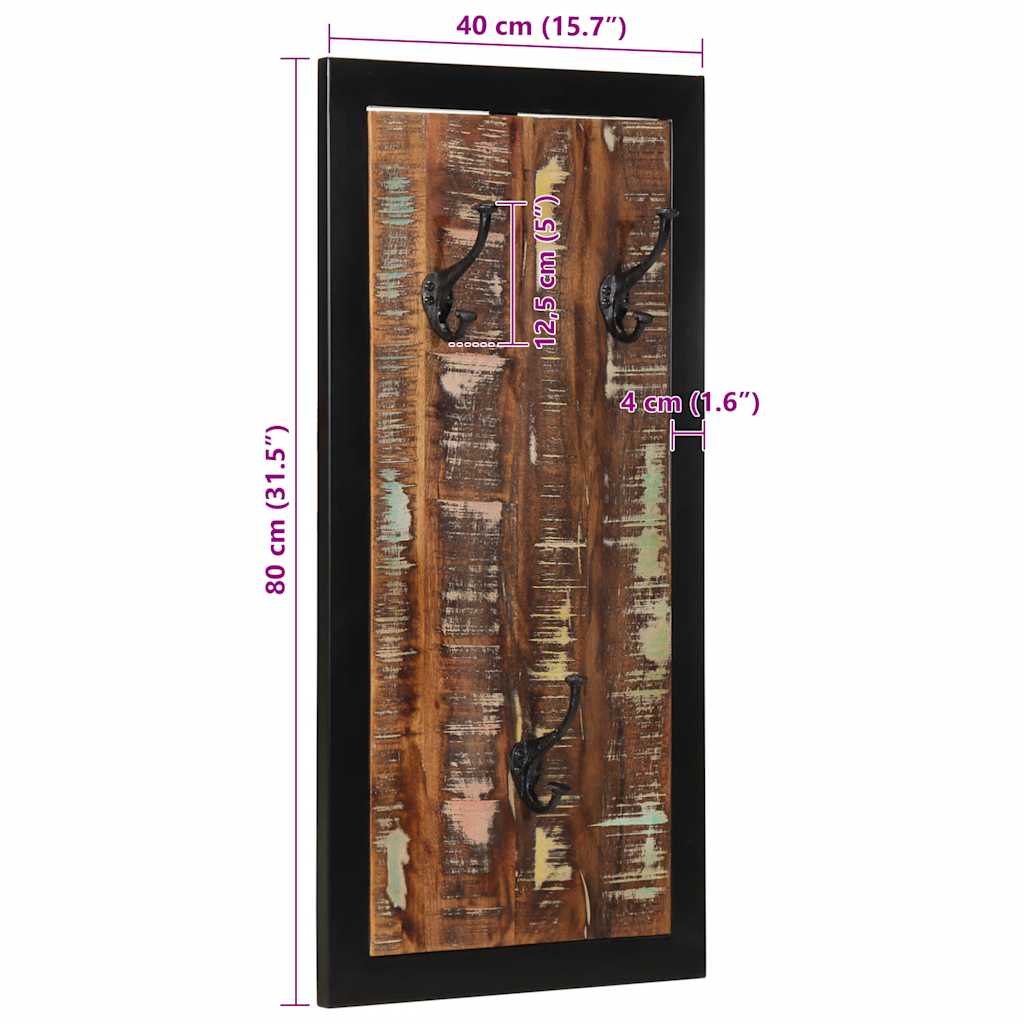 Knaggrekke flerfarget 40x2x80 cm gjenvunnet heltre