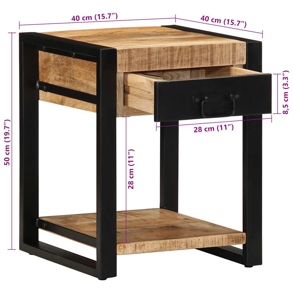 Sidebord 40x40x50 cm grovt heltre mango