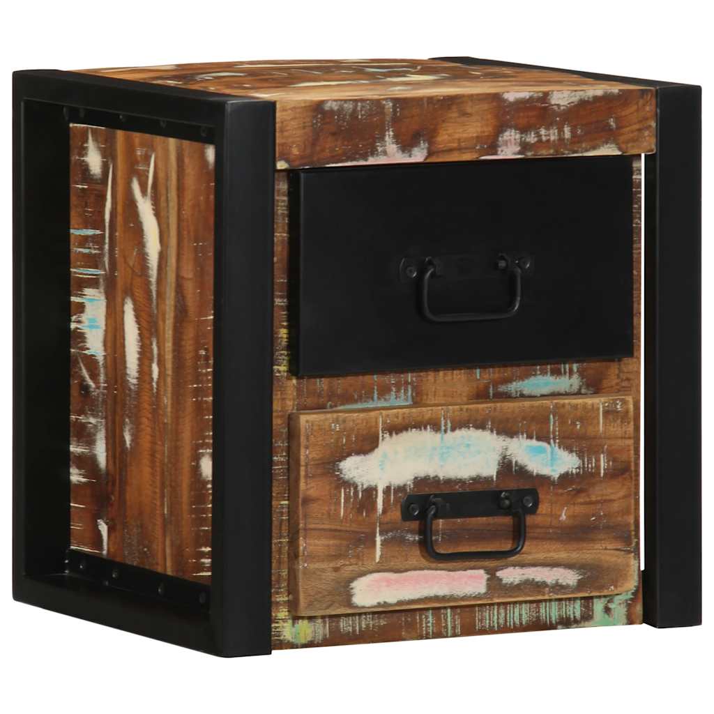 Nattbord flerfarget 40x35x40 cm gjenvunnet heltre