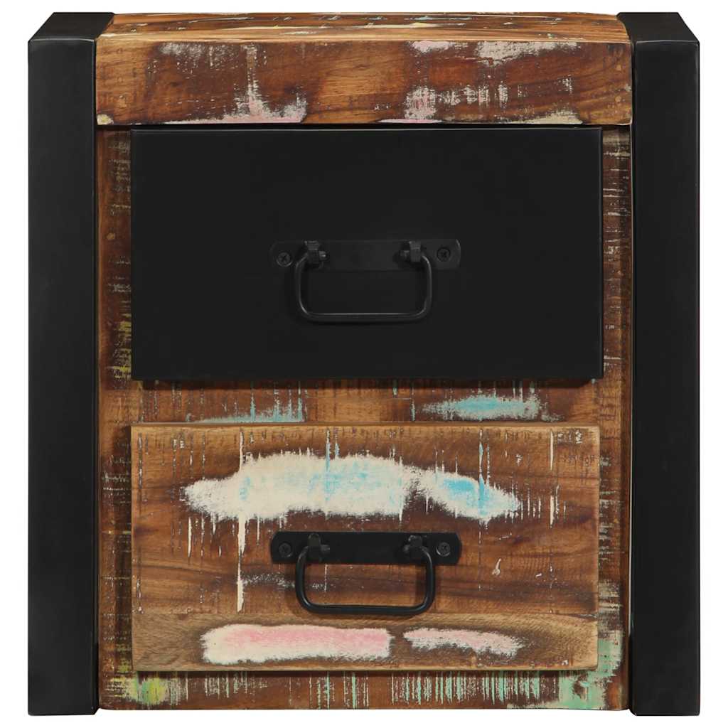 Nattbord 2 stk flerfarget 40x35x40 cm gjenvunnet heltre