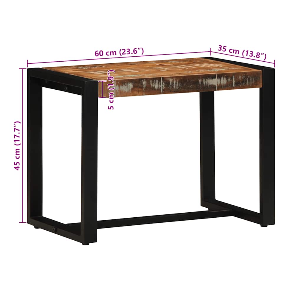 Benk flerfarget 60x35x45 cm gjenvunnet heltre