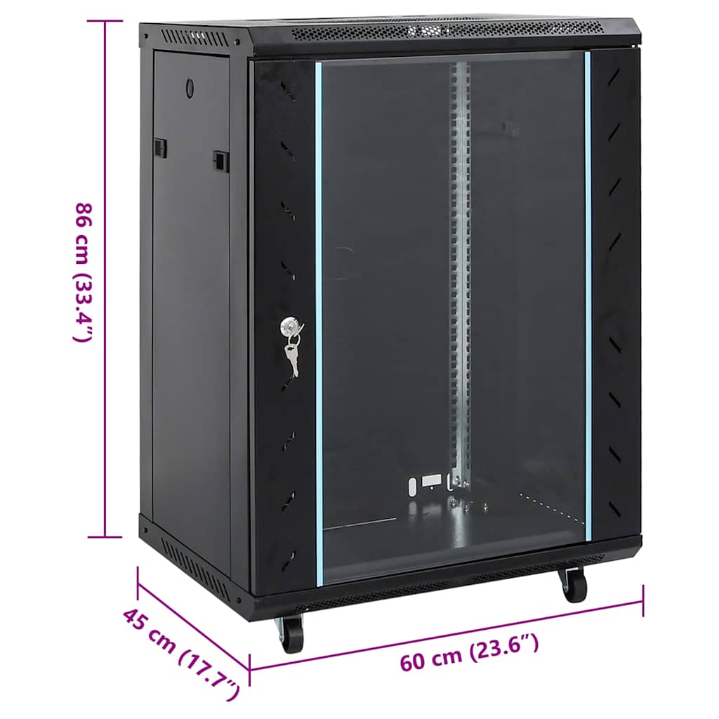 Nettverksskap 15U 19" IP20 svart 60x45x86 cm