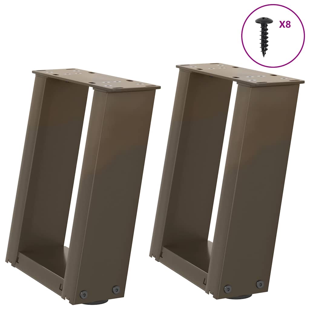 Salongbordben U-formet 2 stk naturstål 30x(30-31) cm stål