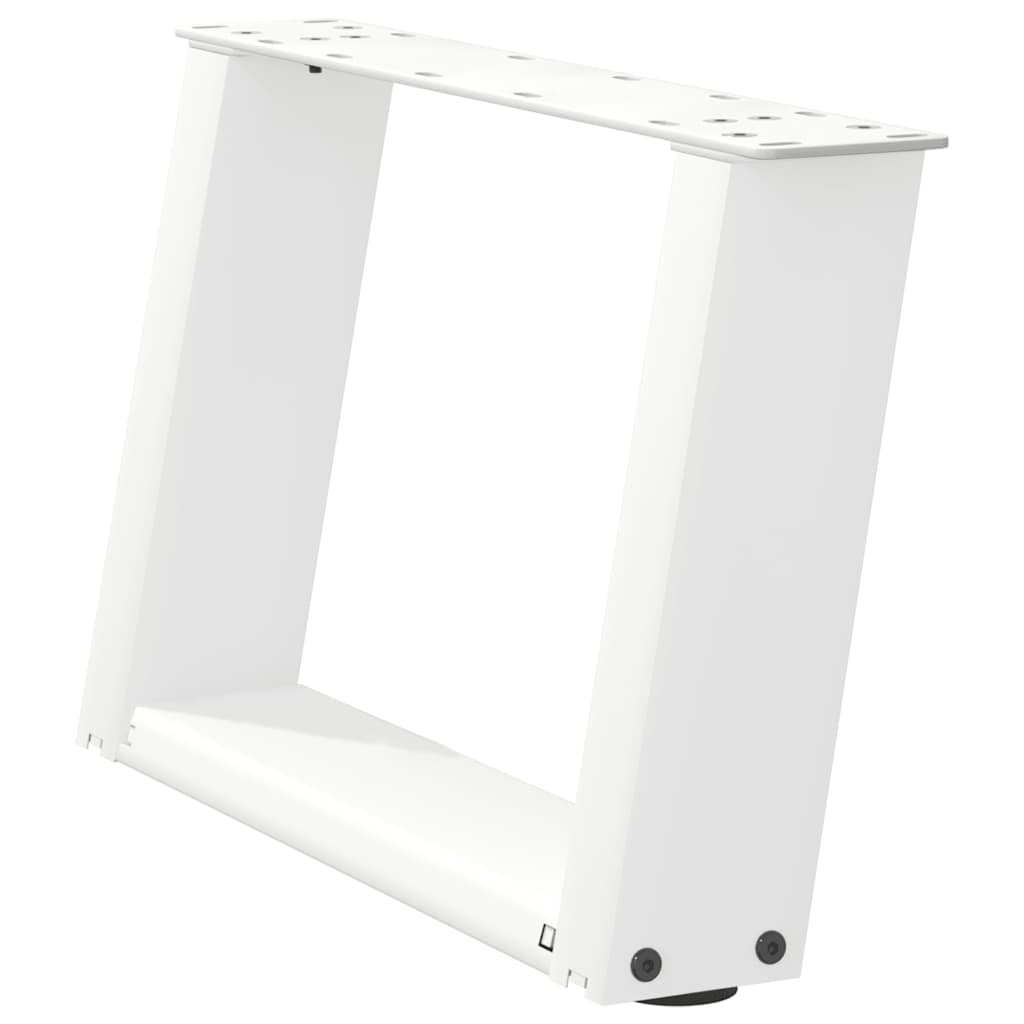 Salongbordben U-formet 2 stk hvit 50x(30-31) cm stål