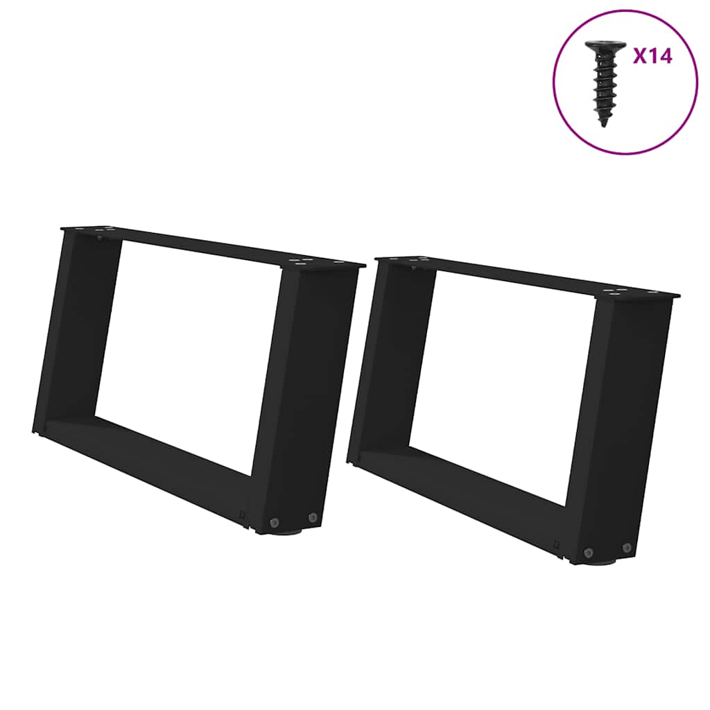 Salongbordben U-formet 2 stk svart 70 x (30-31) cm stål