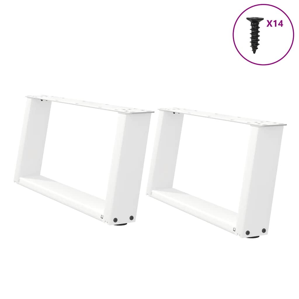 Salongbordben U-formet 2 stk hvit 70x(30-31) cm stål