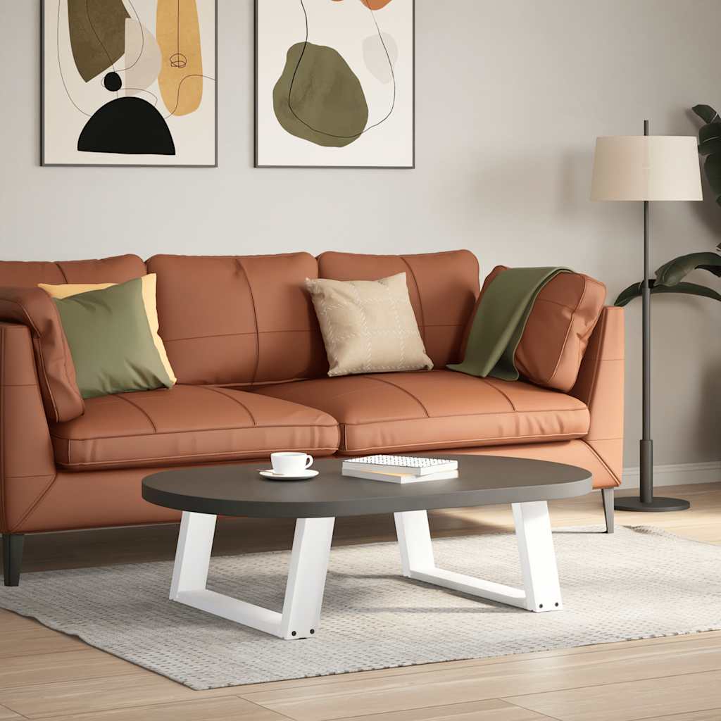 Salongbordben U-formet 2 stk hvit 70x(30-31) cm stål