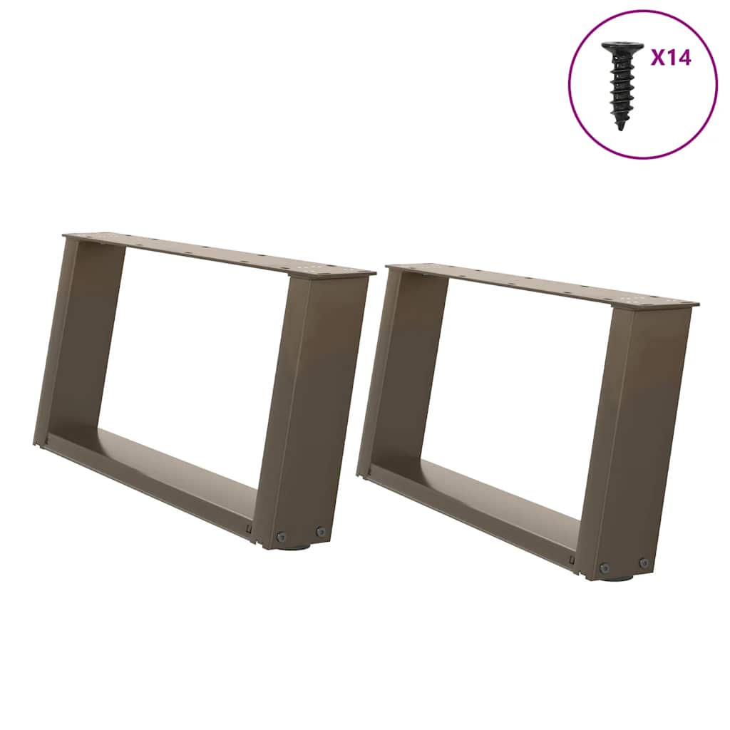 Salongbordben U-formet 2 stk naturstål 70 x (30-31) cm stål