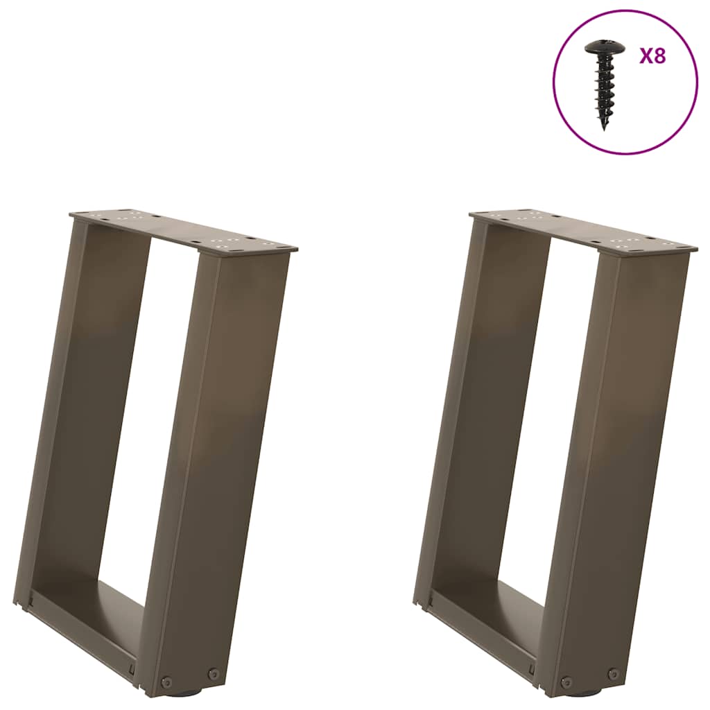 Salongbordben U-formet 2 stk naturstål 28 x (42-43) cm stål