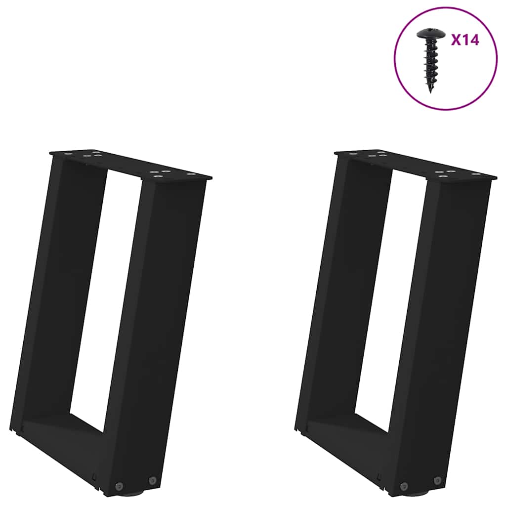 Salongbordben U-formet 2 stk svart 38 x (42-43) cm stål