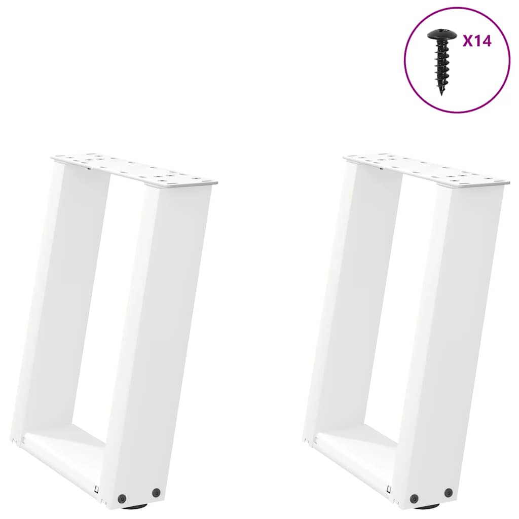 Salongbordben U-formet 2 stk hvit 38 x (42-43) cm stål