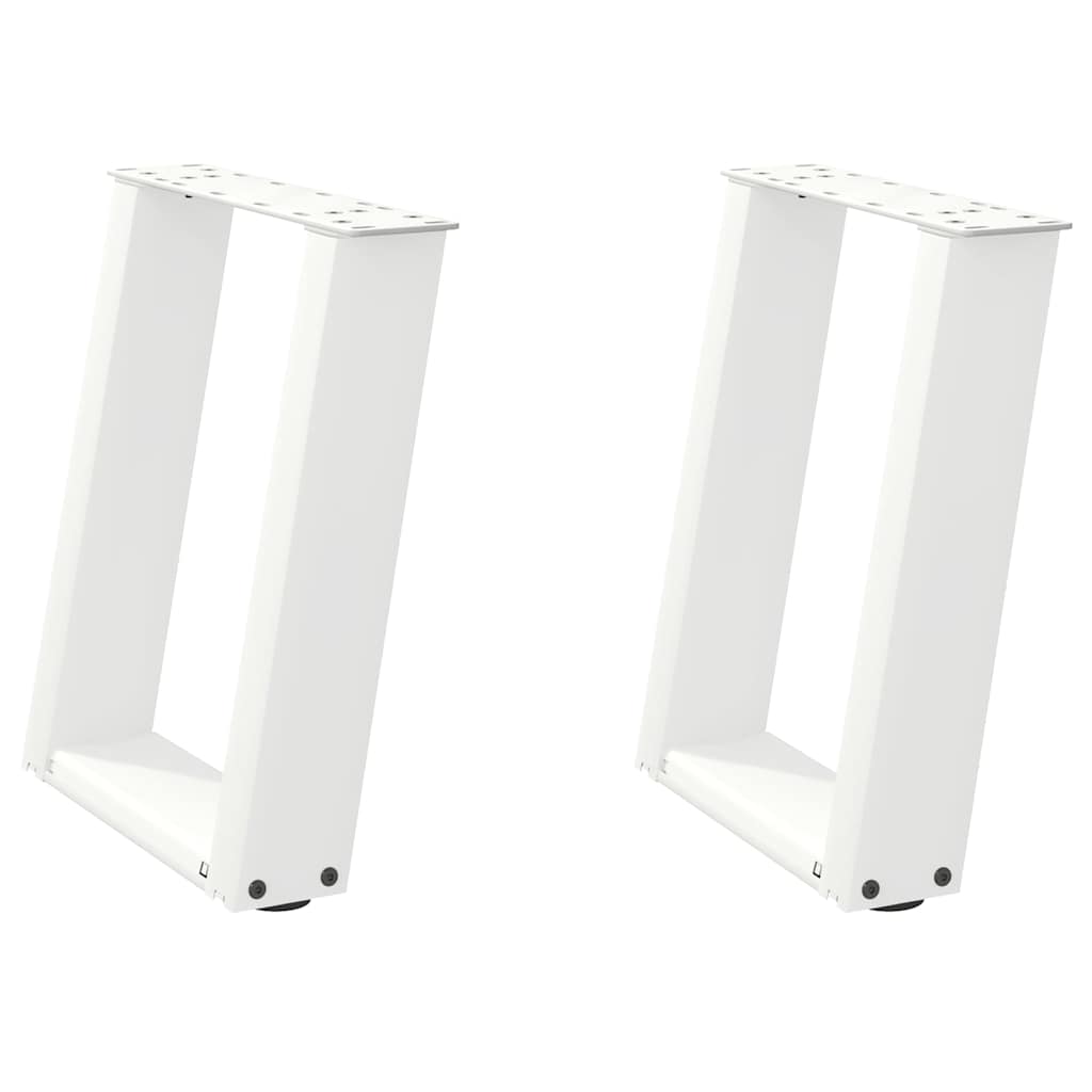 Salongbordben U-formet 2 stk hvit 38 x (42-43) cm stål