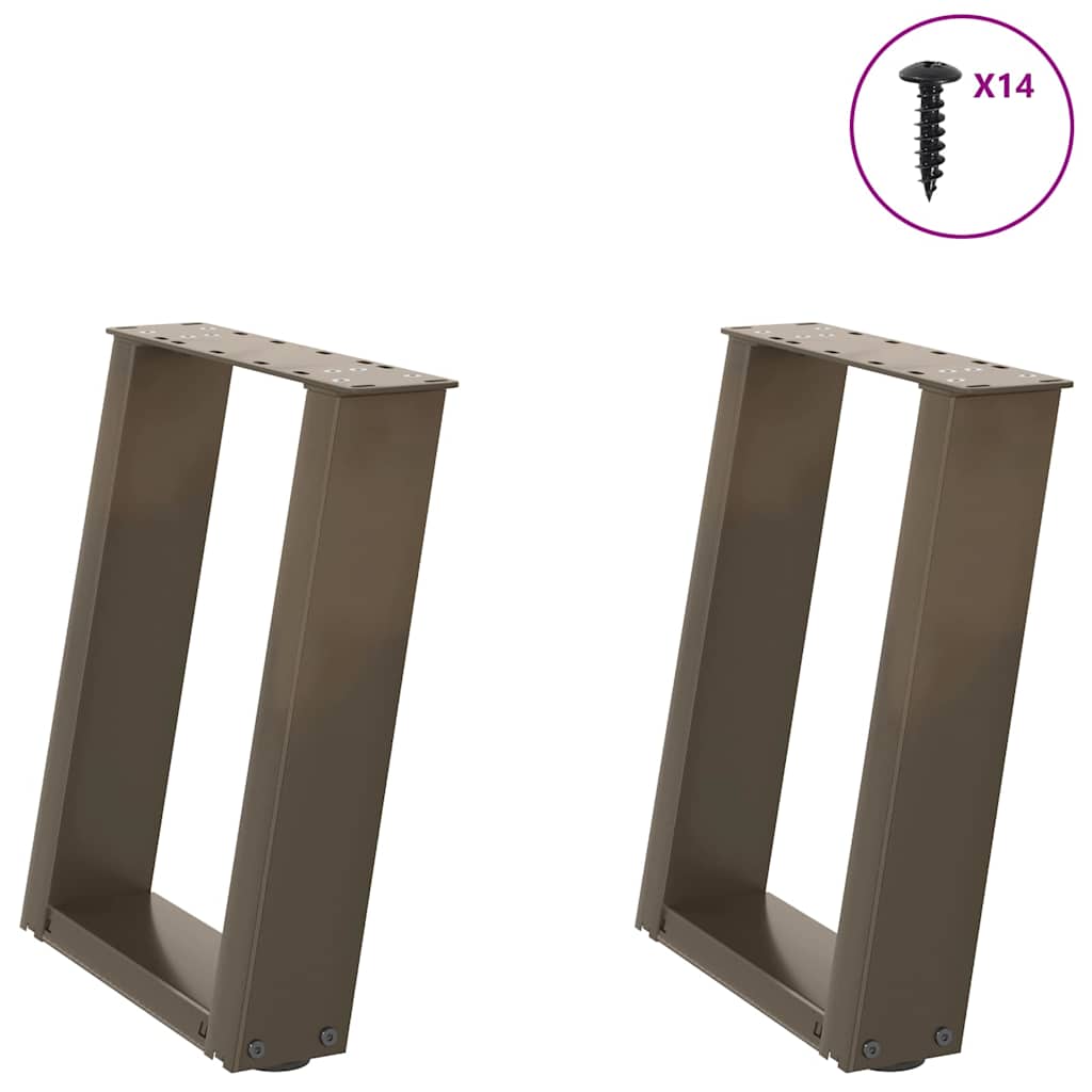 Salongbordben U-formet 2 stk naturstål 38 x (42-43) cm stål