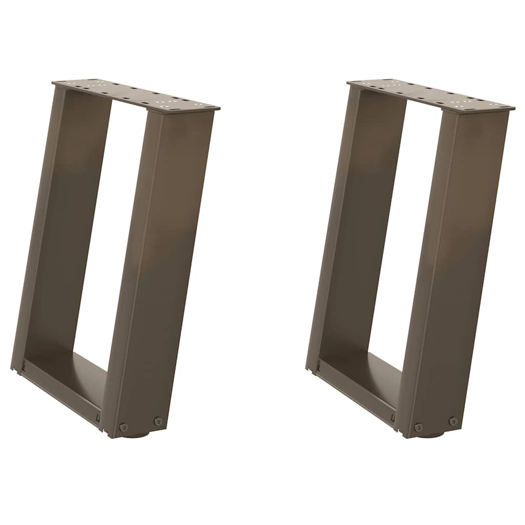 Salongbordben U-formet 2 stk naturstål 38 x (42-43) cm stål