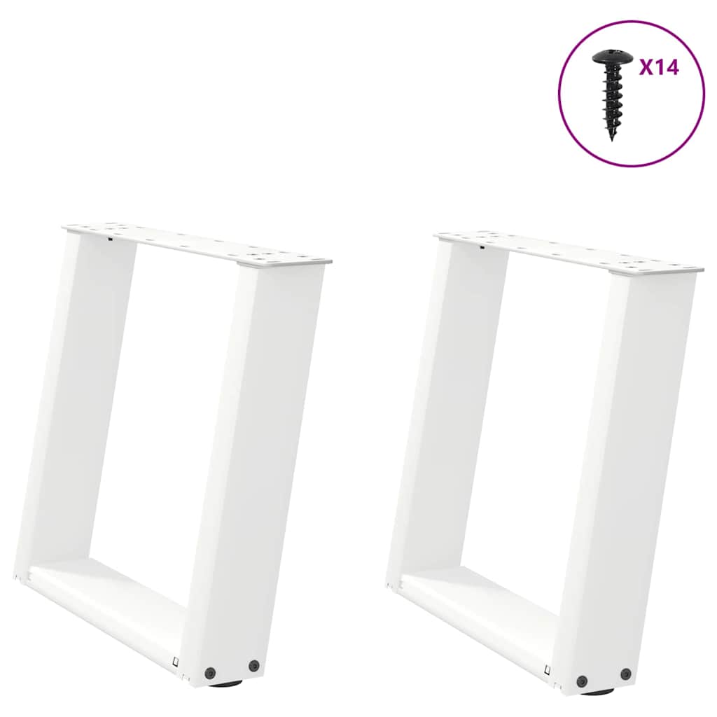 Salongbordben U-formet 2 stk hvit 50x(42-43) cm stål vidaXL