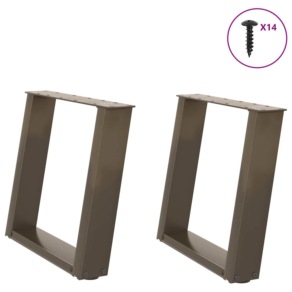 Salongbordben U-formet 2 stk naturstål 50x(42-43) cm stål