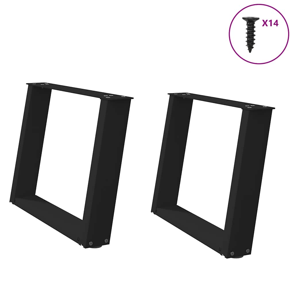 Salongbordben U-formet 2 stk svart 60 x (42-43) cm stål