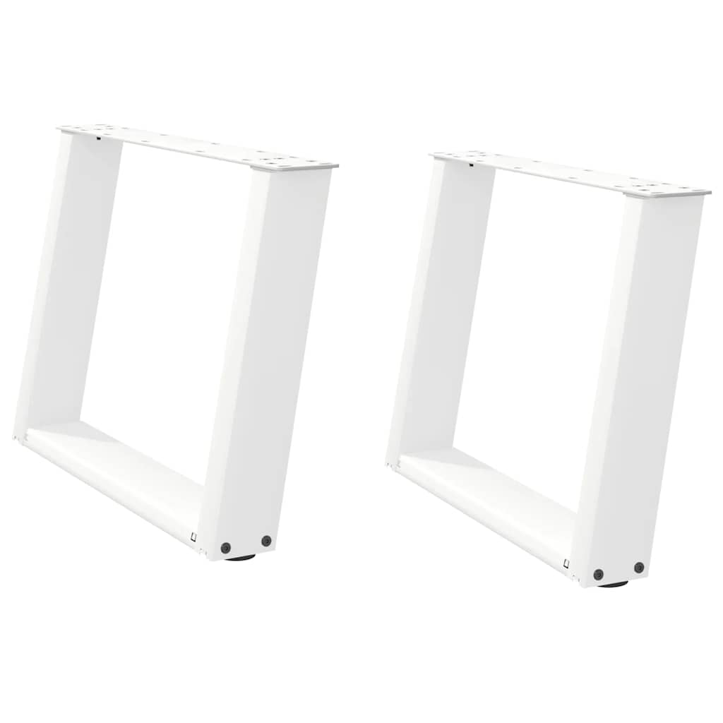 Salongbordben U-formet 2 stk hvit 70 x (42-43) cm stål