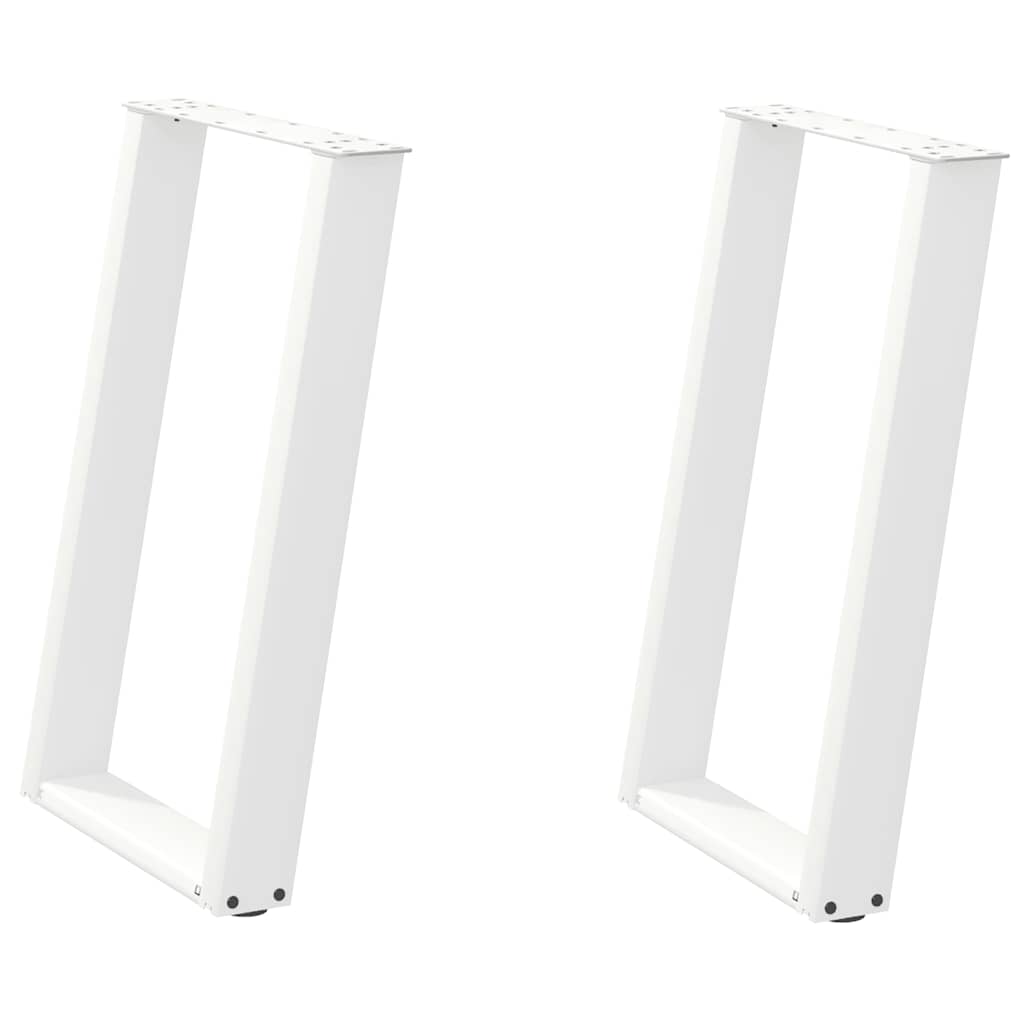 Spisebordben U-formet 2 stk hvit 50x(72-73) cm stål