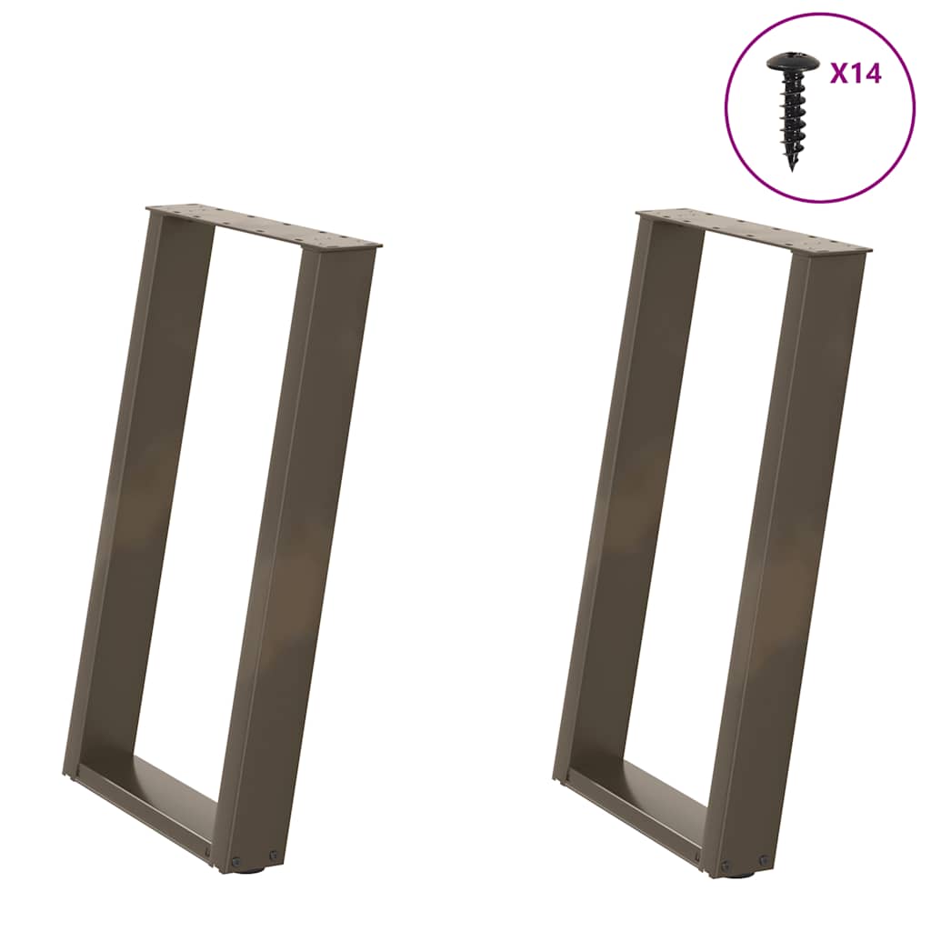 Spisebordben U-formet 2 stk naturstål 50x(72-73) cm stål