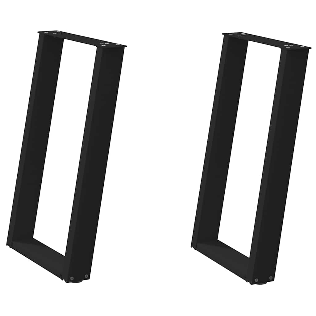 Spisebordben U-formet 2 stk svart 60 x (72-73) cm stål