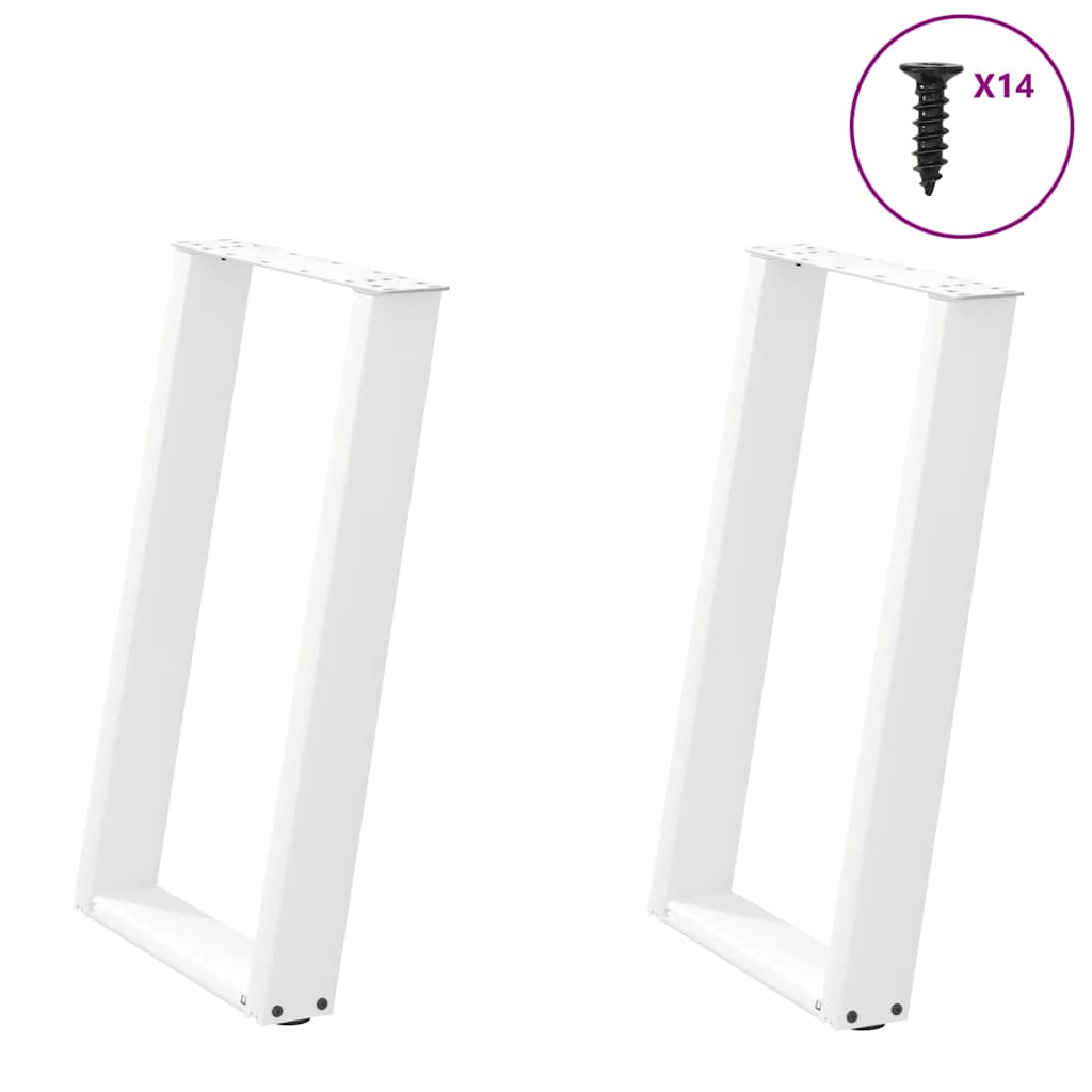 Spisebordben U-formet 2 stk hvit 60 x (72-73) cm stål