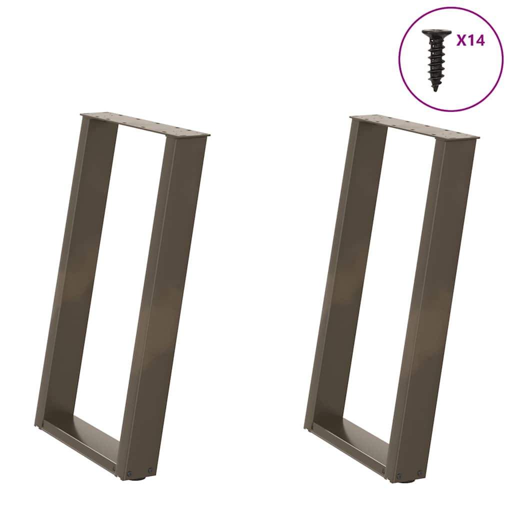 Spisebordben U-formet 2 stk naturstål 60 x (72-73) cm stål