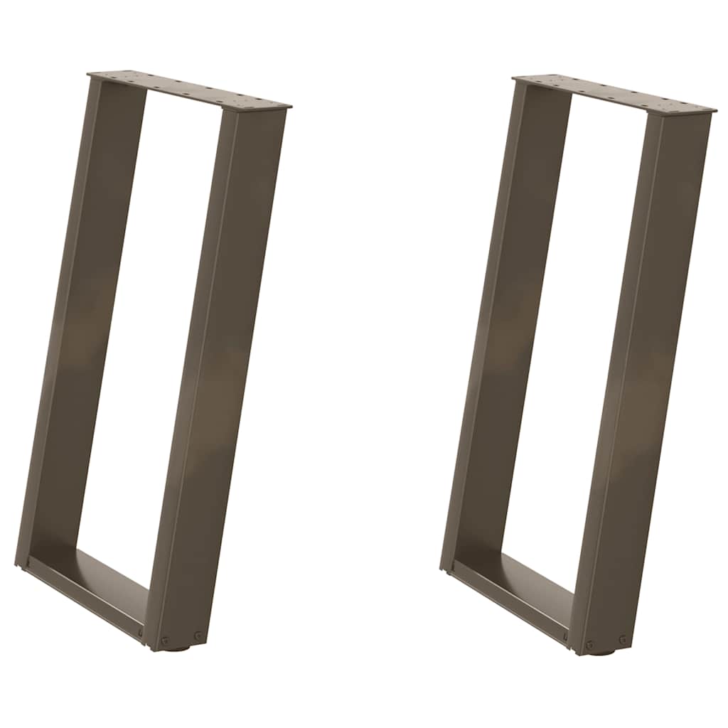 Spisebordben U-formet 2 stk naturstål 60 x (72-73) cm stål