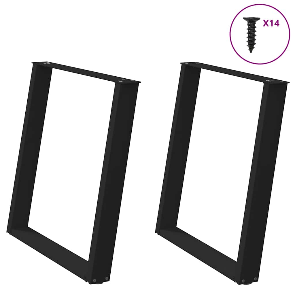 Spisebordben U-formet 2 stk svart 80x(72-73) cm stål