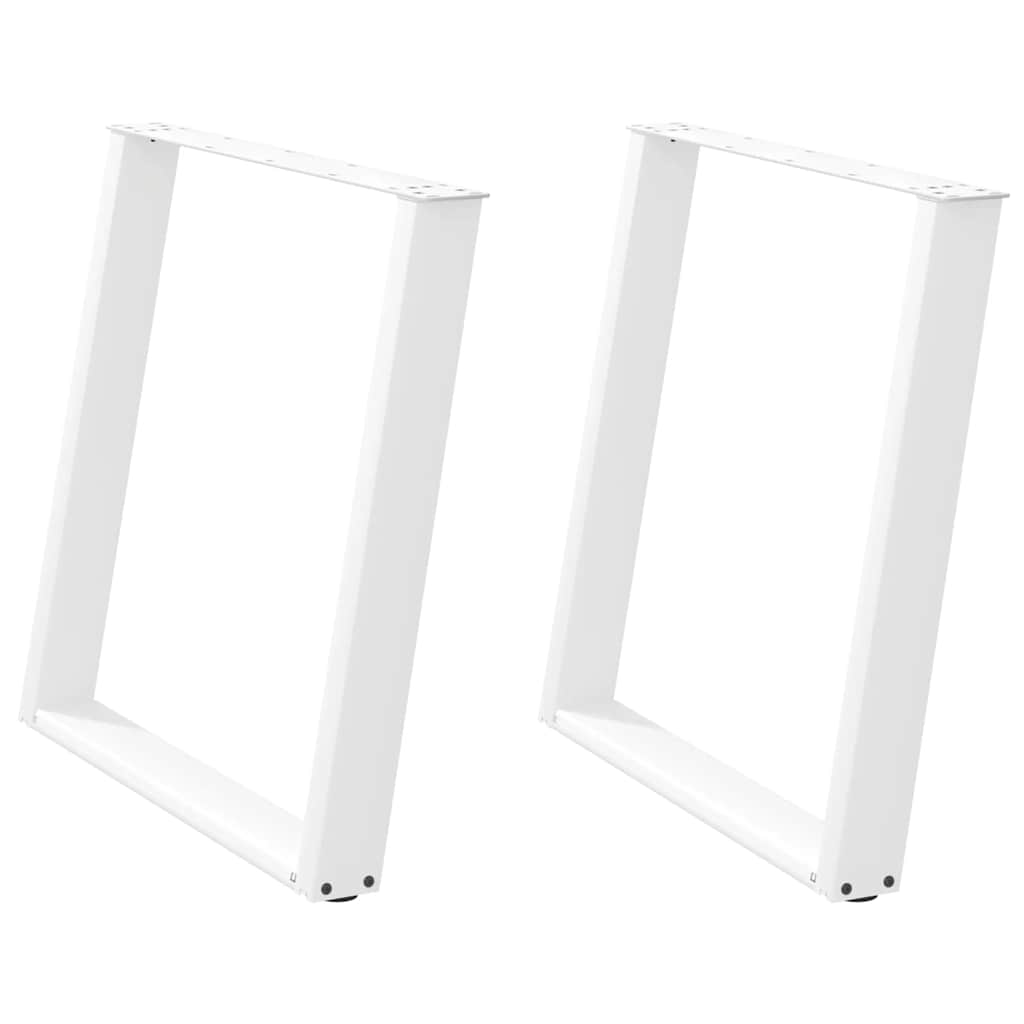 Spisebordben U-formet 2 stk hvit 80x(72-73) cm stål