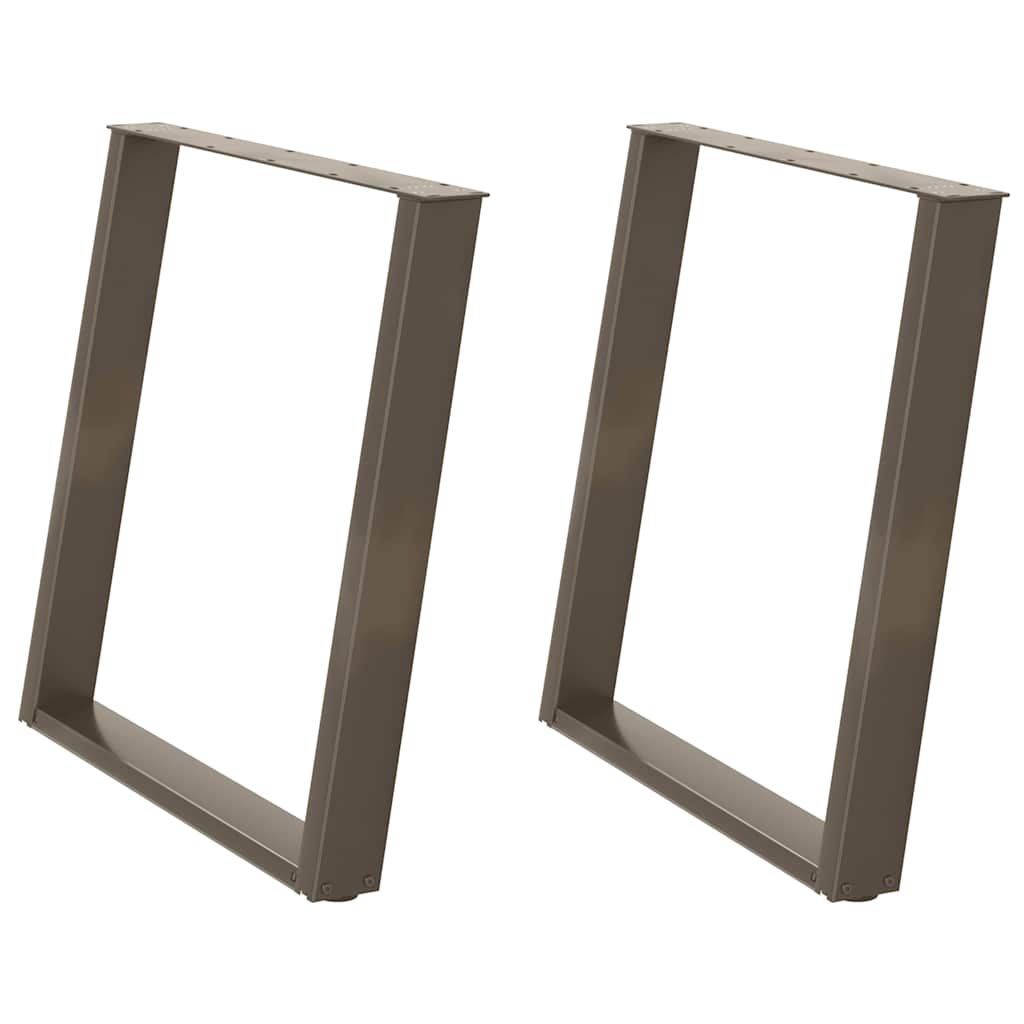 Spisebordben U-formet 2 stk naturstål 80 x (72-73) cm stål